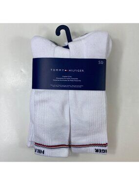 Tommy Hilfiger Mens 5-Pack Logo Detail Cushion Crew Socks White Size 7-12